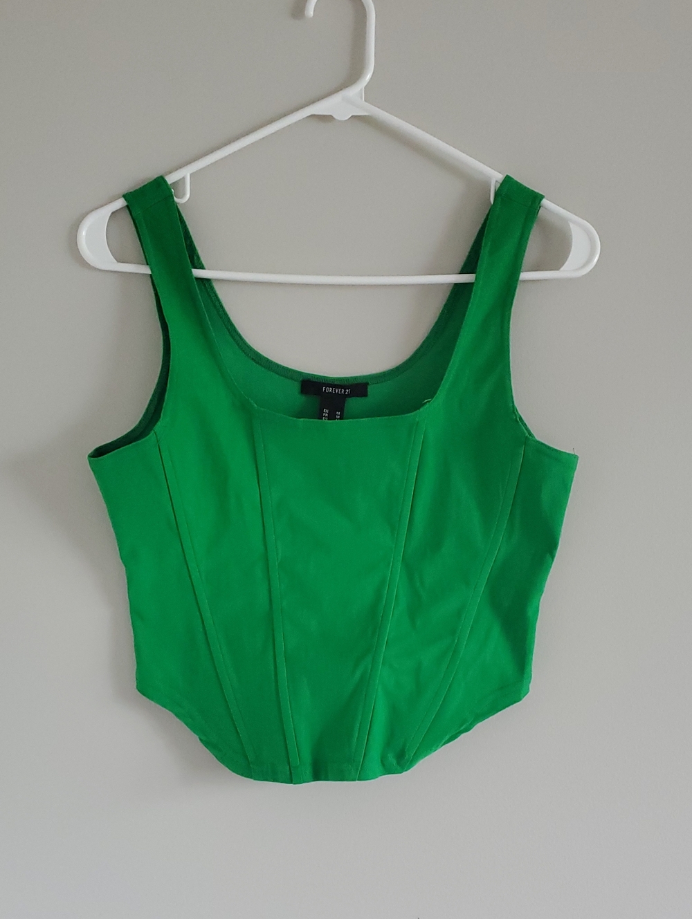 Forever 21 Bright Green Scoop Neck Corset-Style Tank Sz M Coquette Festival